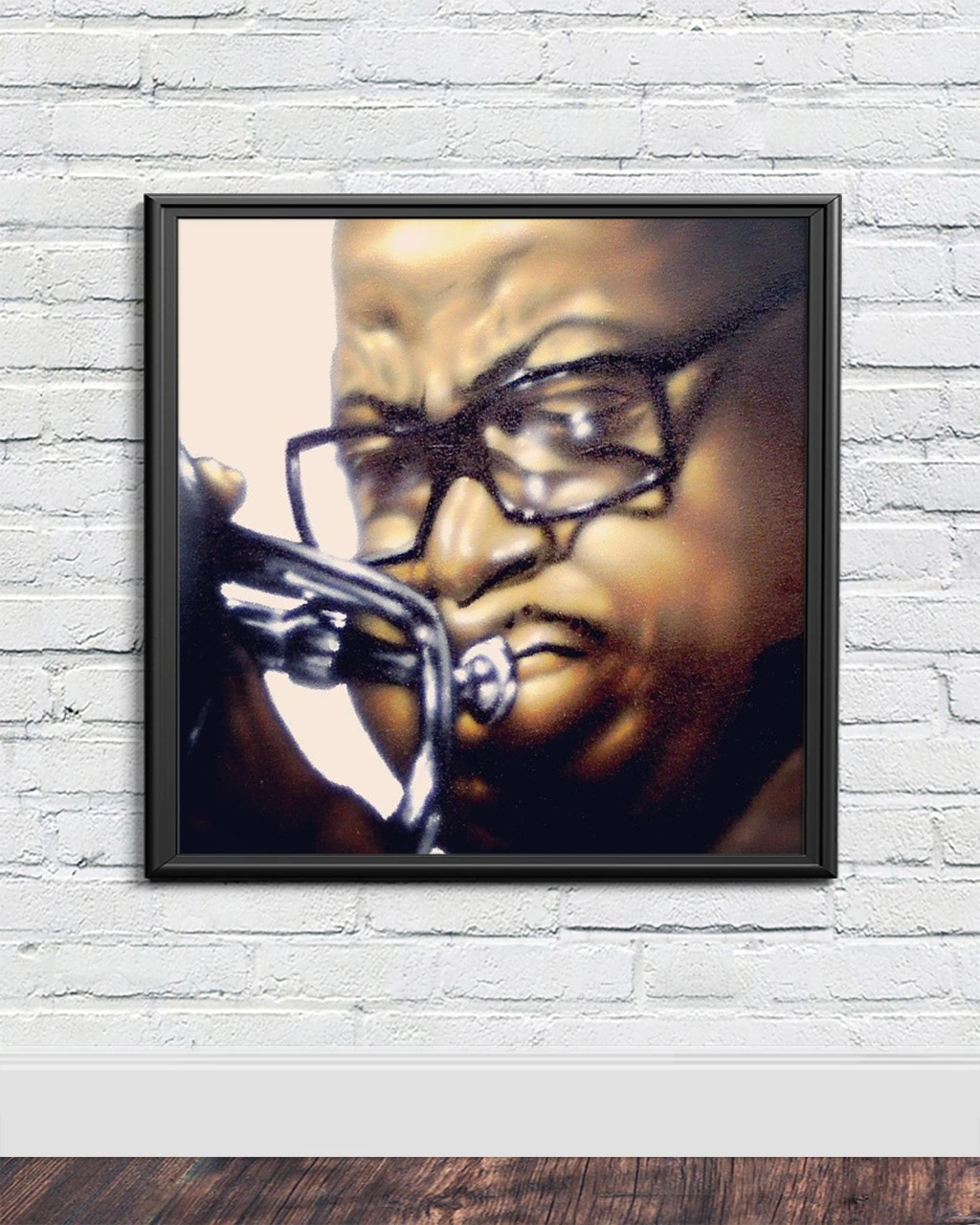 Canvas portrait of a sax player created by Kin in 2000
