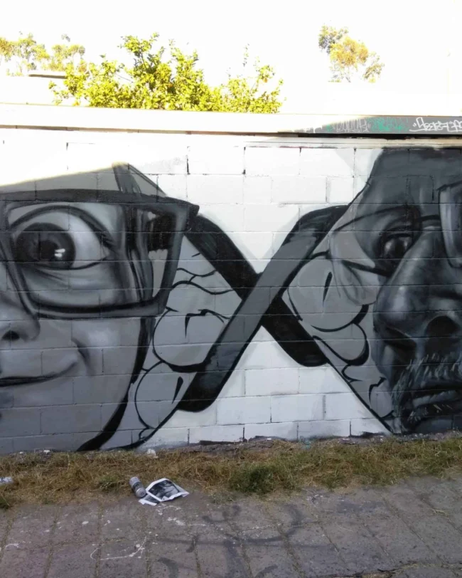 Street art by Kin, Child & Adult, LA Exhibition in Korea Town, 2018