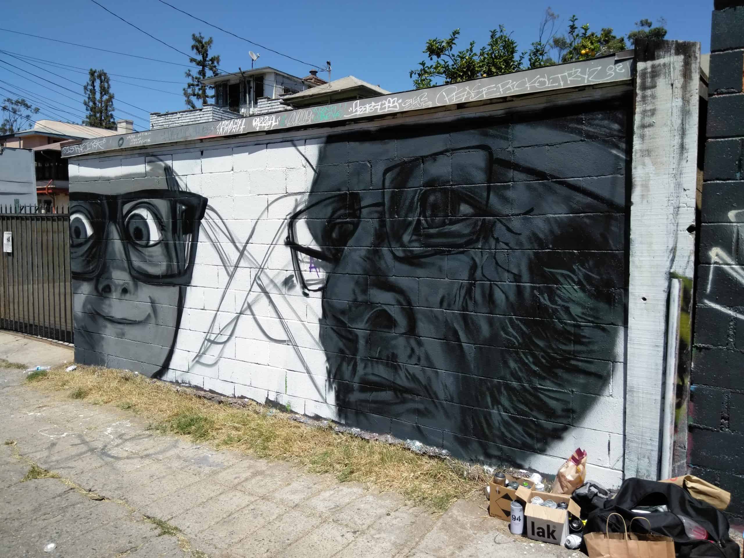Street art by Kin, Child & Adult, LA Exhibition in Korea Town, 2018