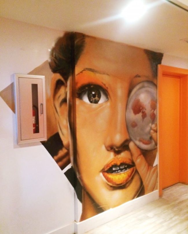 Commission artwork for SoBe Hostel – Miami Beach, 2017 created by Kin