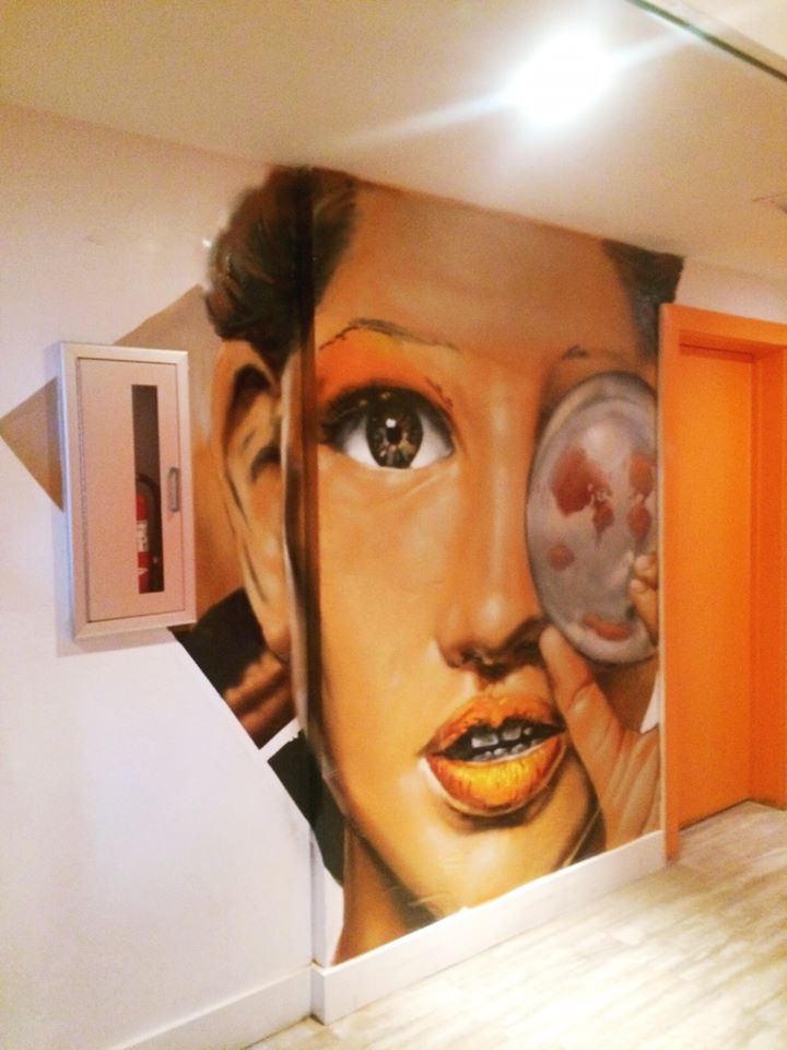 Commission artwork for SoBe Hostel – Miami Beach, 2017 created by Kin