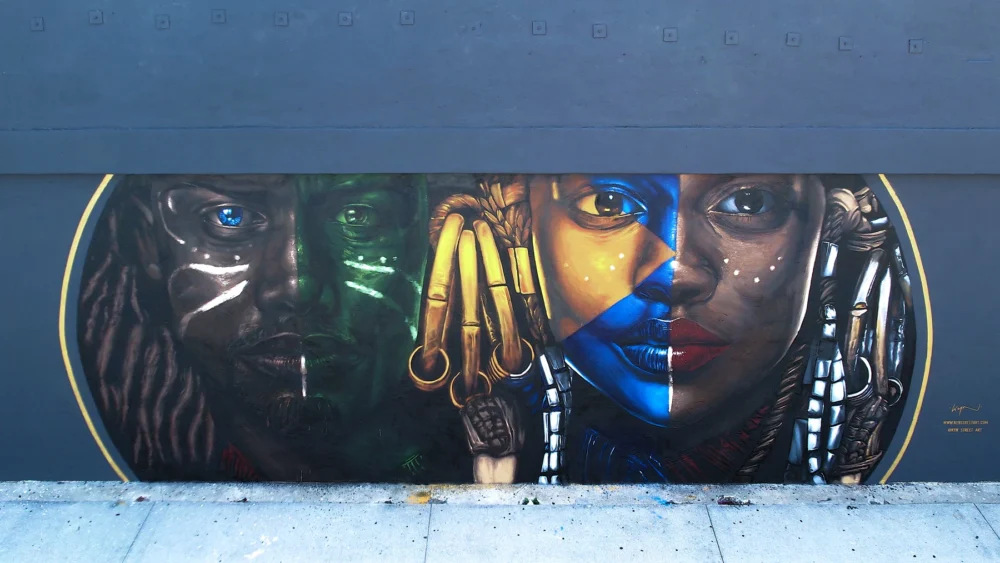 Mural artwork by Kin, Origin (Roots), 2021.