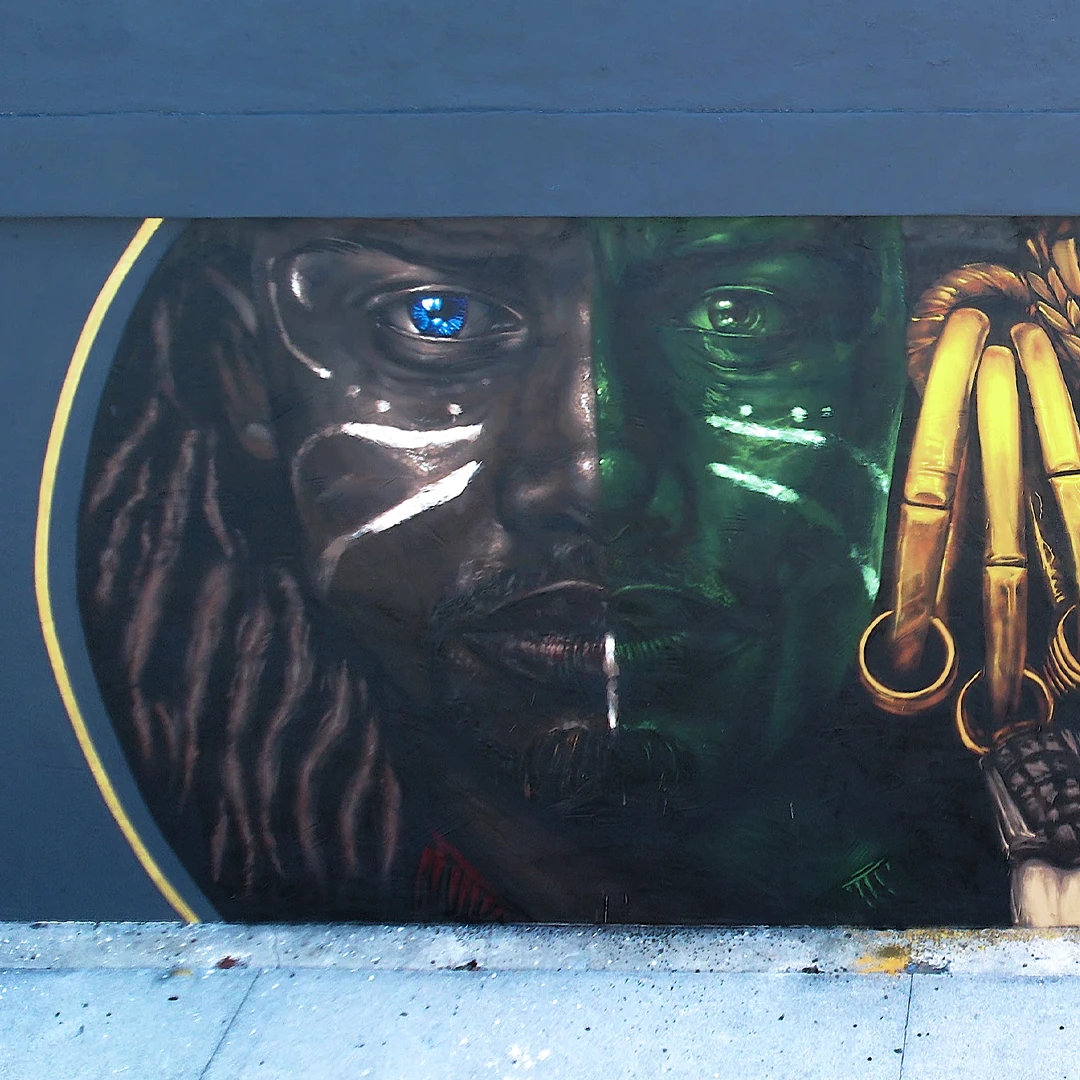 Mural artwork by Kin, Origin (Roots), 2021.